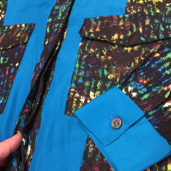 Derek Lam Design Nation Black Blue Abstract Colorful Tunic Shirt Dress S - Picture 7 of 11